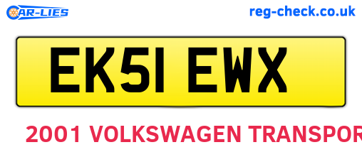 EK51EWX are the vehicle registration plates.