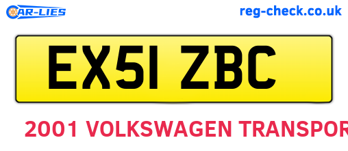 EX51ZBC are the vehicle registration plates.