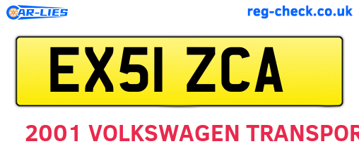 EX51ZCA are the vehicle registration plates.