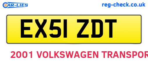 EX51ZDT are the vehicle registration plates.