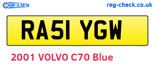 RA51YGW are the vehicle registration plates.