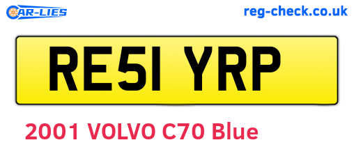RE51YRP are the vehicle registration plates.