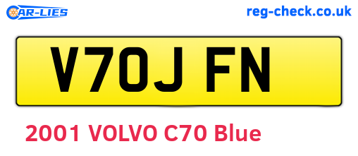 V70JFN are the vehicle registration plates.