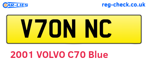 V70NNC are the vehicle registration plates.