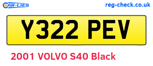 Y322PEV are the vehicle registration plates.