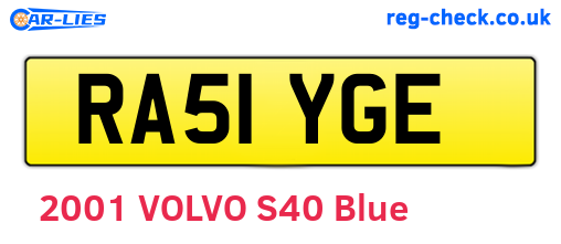 RA51YGE are the vehicle registration plates.