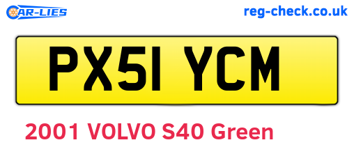 PX51YCM are the vehicle registration plates.