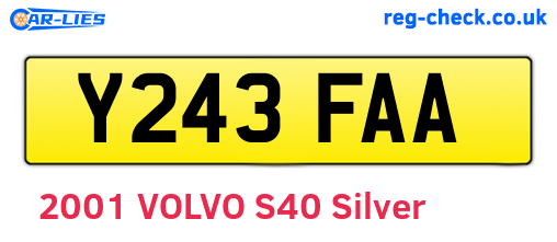 Y243FAA are the vehicle registration plates.