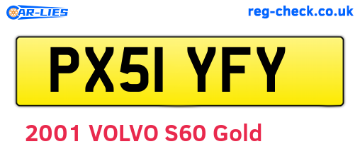 PX51YFY are the vehicle registration plates.