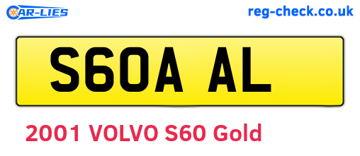 S60AAL are the vehicle registration plates.