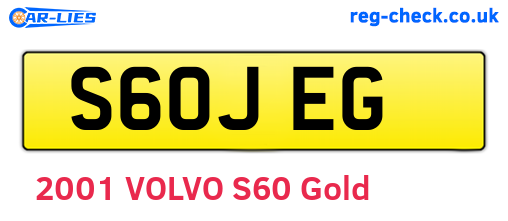 S60JEG are the vehicle registration plates.