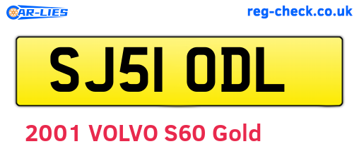 SJ51ODL are the vehicle registration plates.