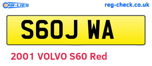 S60JWA are the vehicle registration plates.
