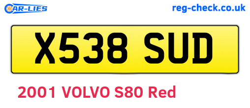 X538SUD are the vehicle registration plates.