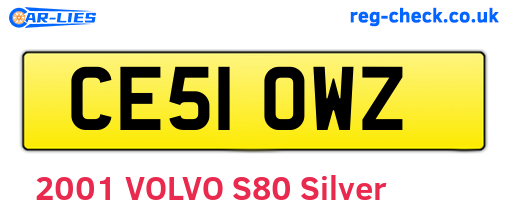 CE51OWZ are the vehicle registration plates.