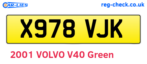 X978VJK are the vehicle registration plates.