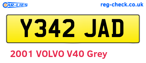 Y342JAD are the vehicle registration plates.