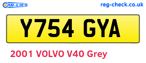 Y754GYA are the vehicle registration plates.