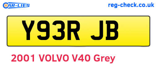 Y93RJB are the vehicle registration plates.