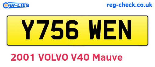 Y756WEN are the vehicle registration plates.
