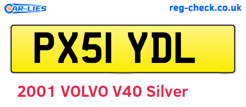 PX51YDL are the vehicle registration plates.