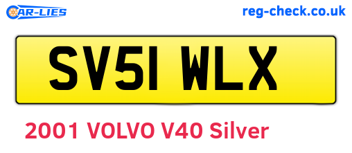 SV51WLX are the vehicle registration plates.