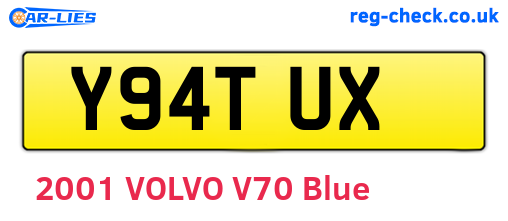 Y94TUX are the vehicle registration plates.