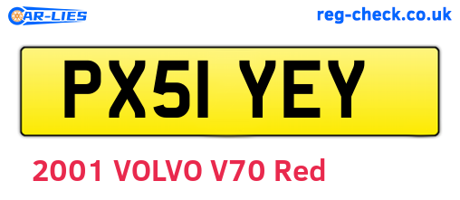 PX51YEY are the vehicle registration plates.