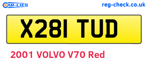 X281TUD are the vehicle registration plates.
