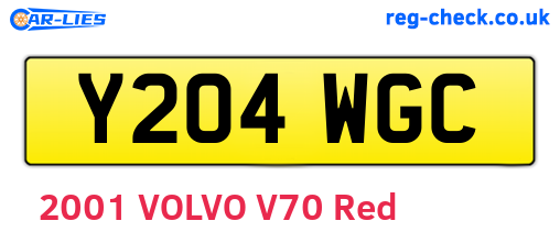 Y204WGC are the vehicle registration plates.