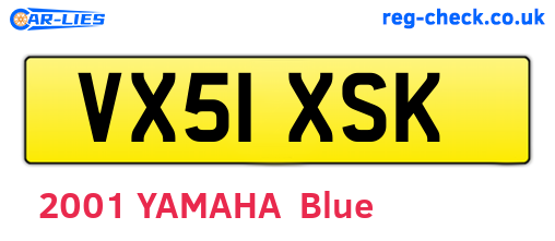VX51XSK are the vehicle registration plates.