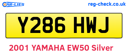 Y286HWJ are the vehicle registration plates.