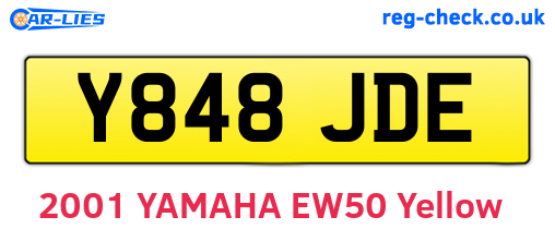 Y848JDE are the vehicle registration plates.