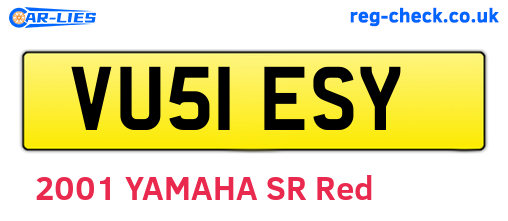 VU51ESY are the vehicle registration plates.