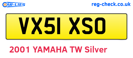 VX51XSO are the vehicle registration plates.