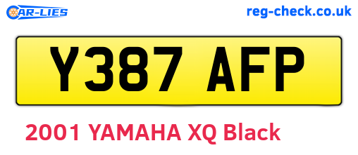 Y387AFP are the vehicle registration plates.