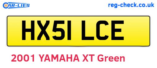 HX51LCE are the vehicle registration plates.