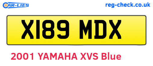 X189MDX are the vehicle registration plates.