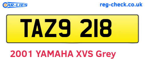 TAZ9218 are the vehicle registration plates.