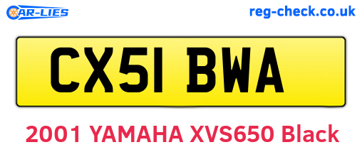 CX51BWA are the vehicle registration plates.
