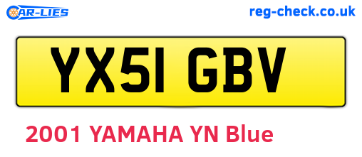 YX51GBV are the vehicle registration plates.