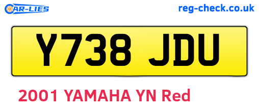 Y738JDU are the vehicle registration plates.