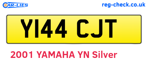 Y144CJT are the vehicle registration plates.