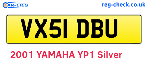 VX51DBU are the vehicle registration plates.