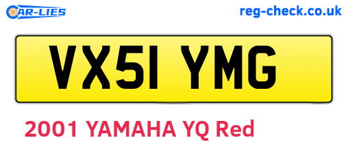 VX51YMG are the vehicle registration plates.