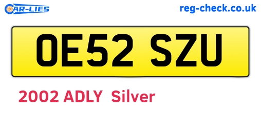 OE52SZU are the vehicle registration plates.