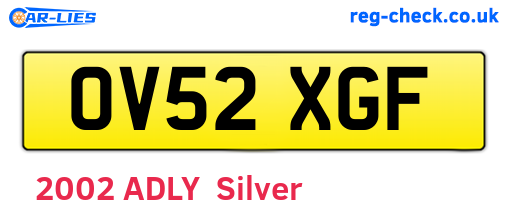 OV52XGF are the vehicle registration plates.