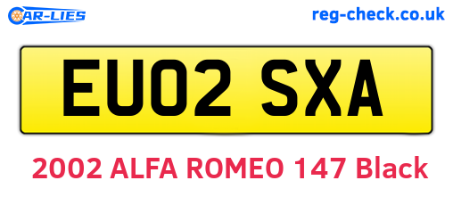 EU02SXA are the vehicle registration plates.