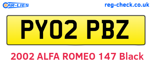 PY02PBZ are the vehicle registration plates.