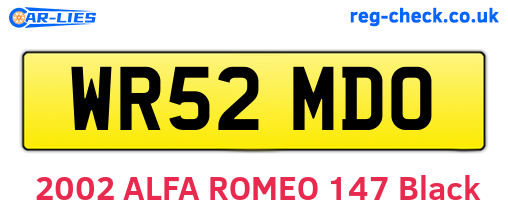 WR52MDO are the vehicle registration plates.